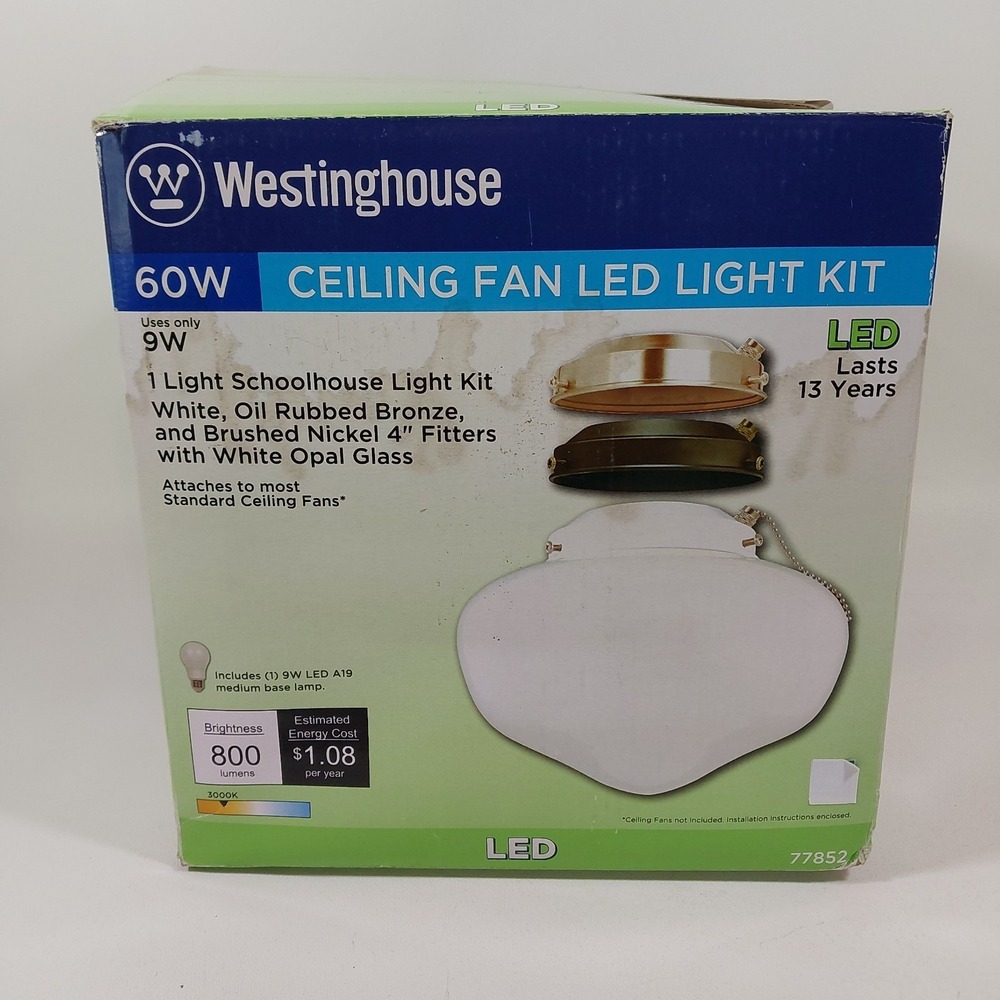 Westinghouse 7785200 Single Light Kit, White/Brown/Oil Rubbed Bronze, 8-1/4" Wid